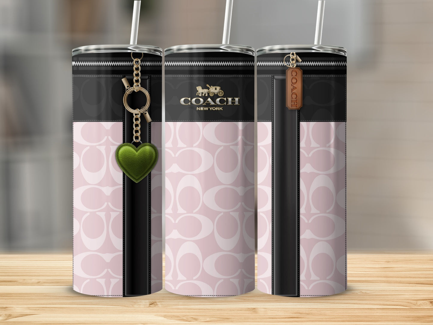 Stylish Pink and Black Coach New York Tumbler Cup