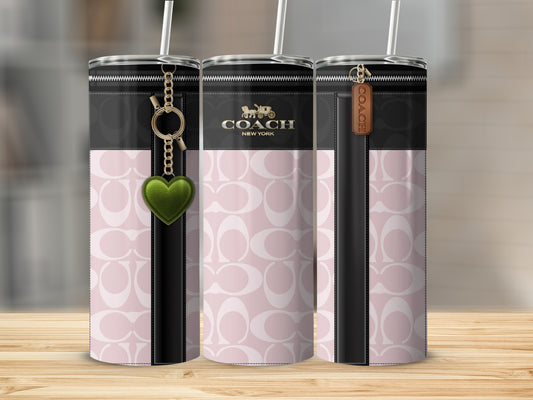 Stylish Pink and Black Coach New York Tumbler Cup