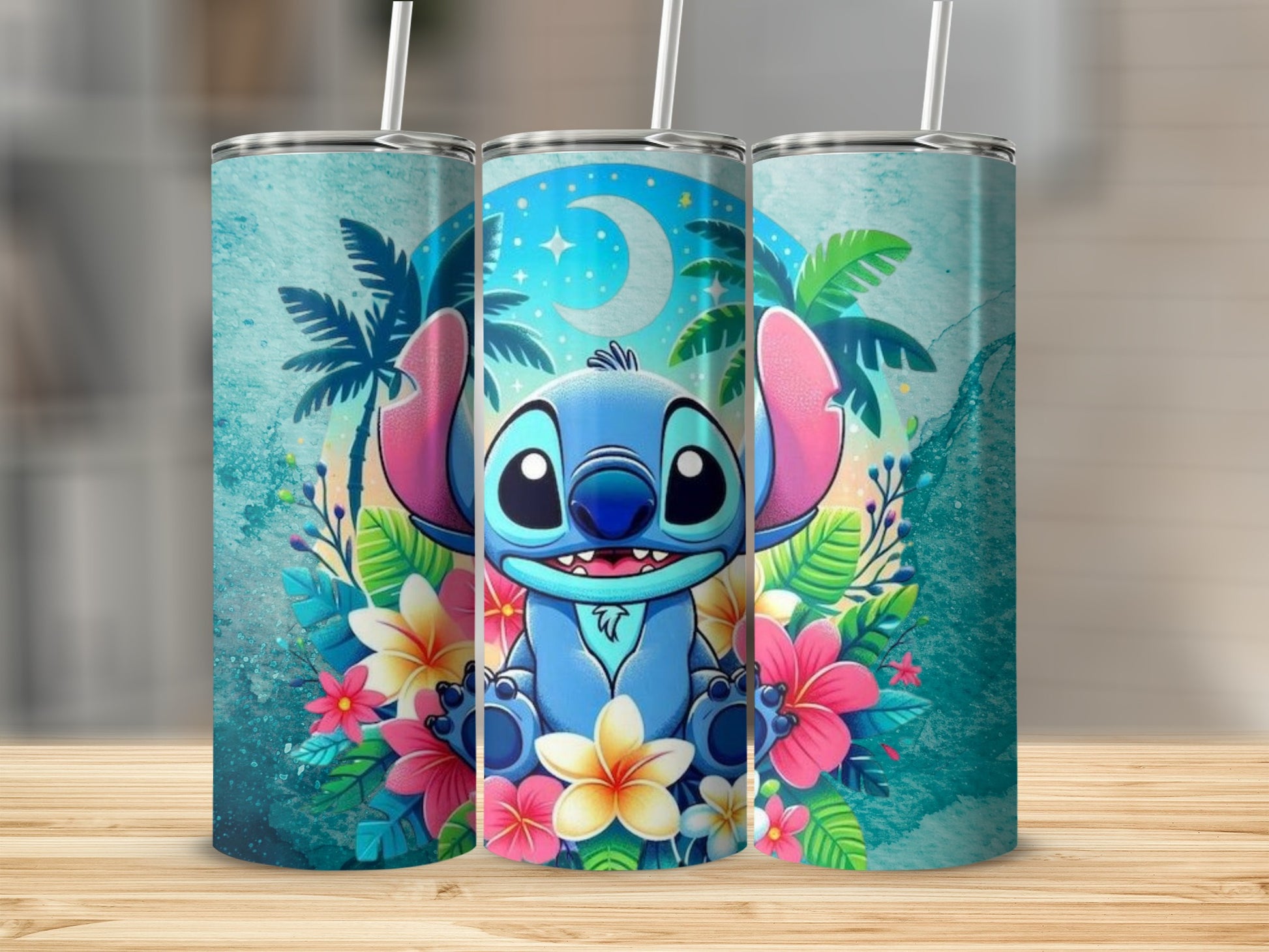 Cute Alien with Flowers and Palms Tumbler Product