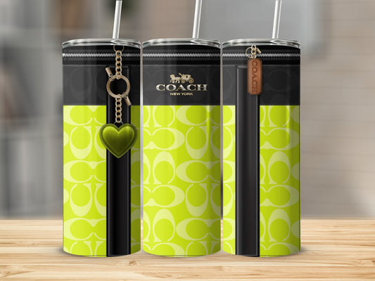 Stylish Neon Green Coach New York Tumbler With Charms