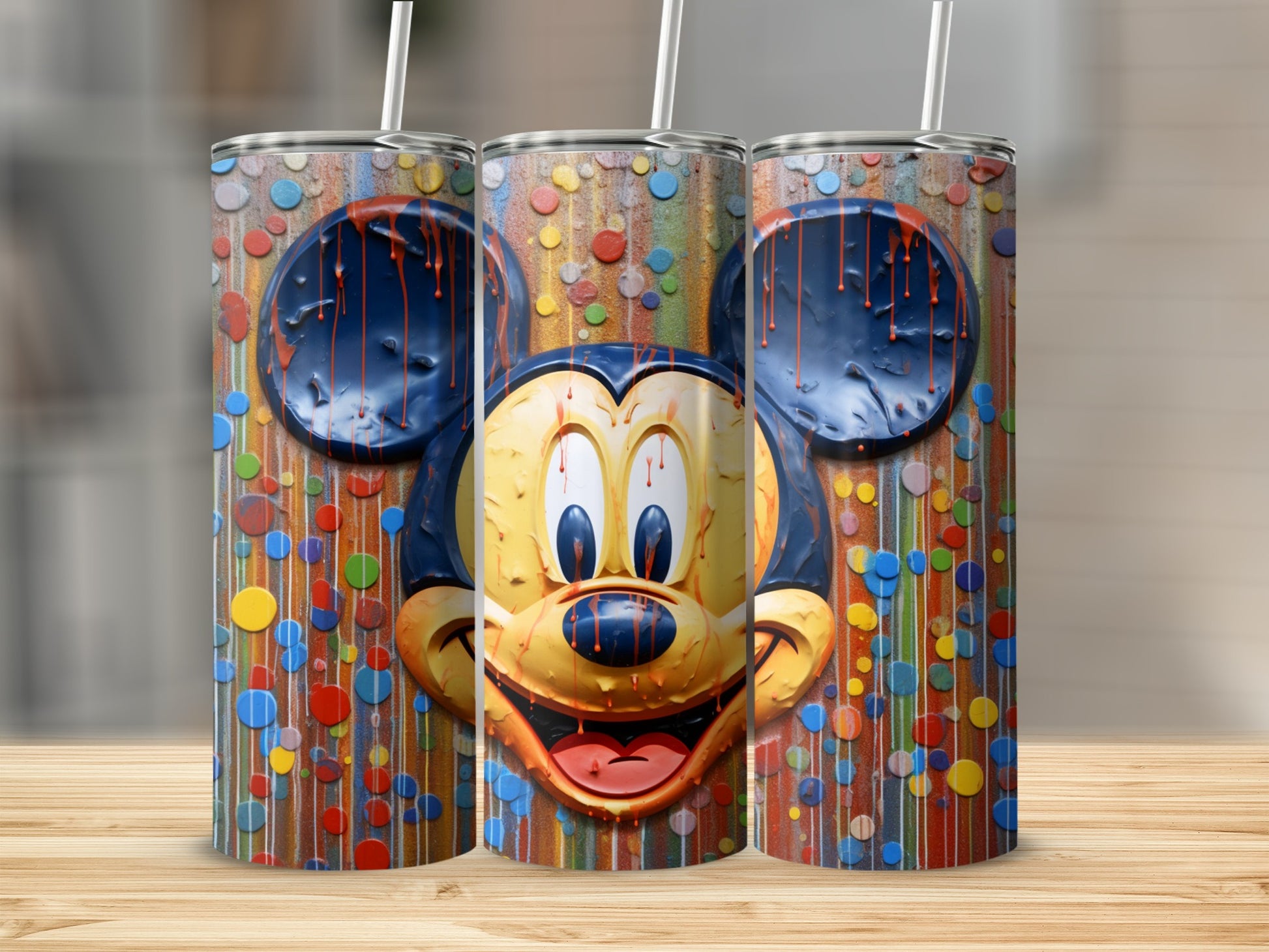 Colorful Mouse Face Art Design Tumbler for Kids Fun