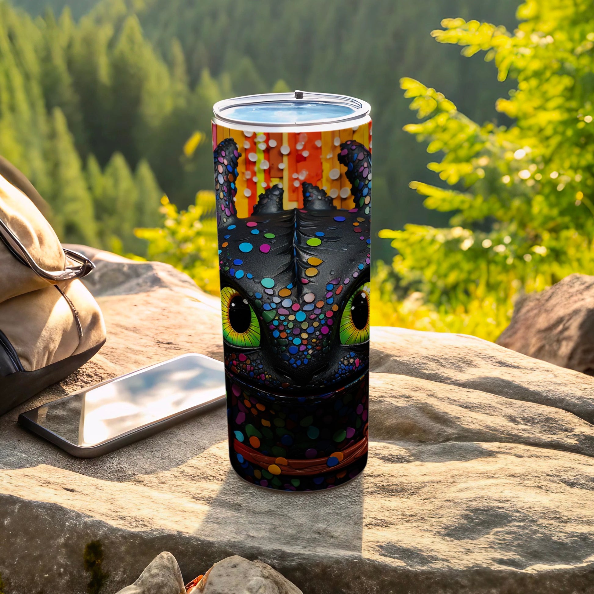 Colorful Dragon Eyes Art Tumbler for Outdoor Enthusiasts