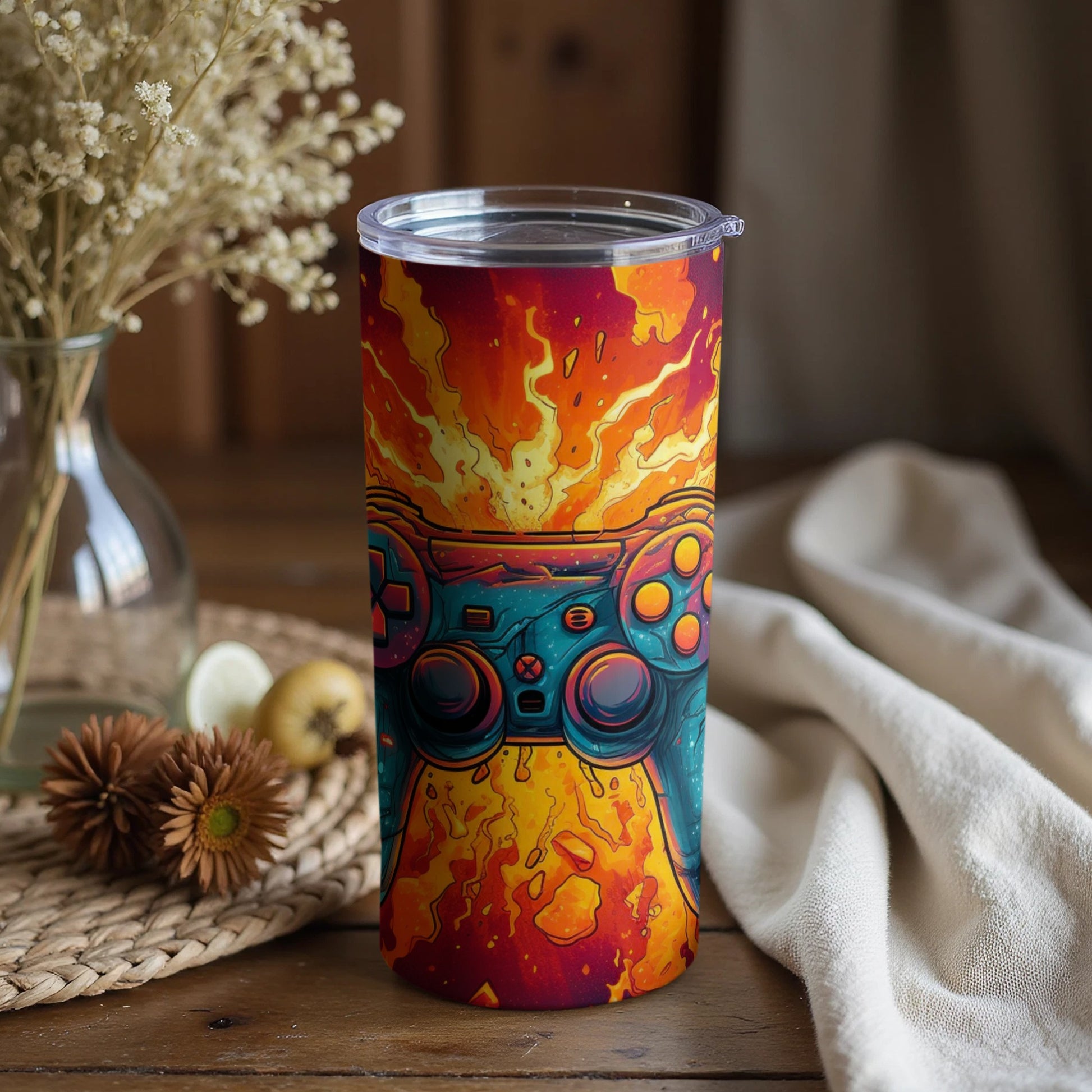 Artistic Video Game Controller Insulated Tumbler