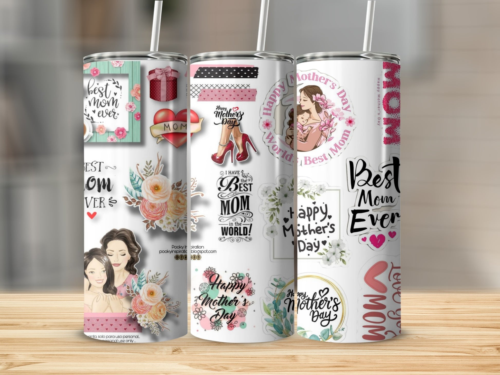 Happy Mother's Day Best Mom Ever Themed Tumbler