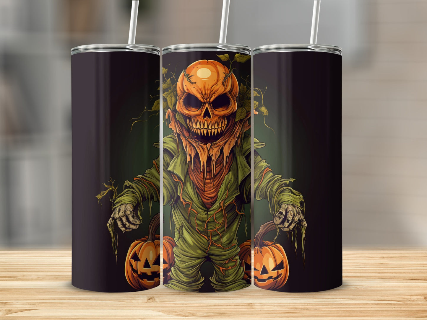 Halloween Pumpkin Monster Illustration Tumbler Product