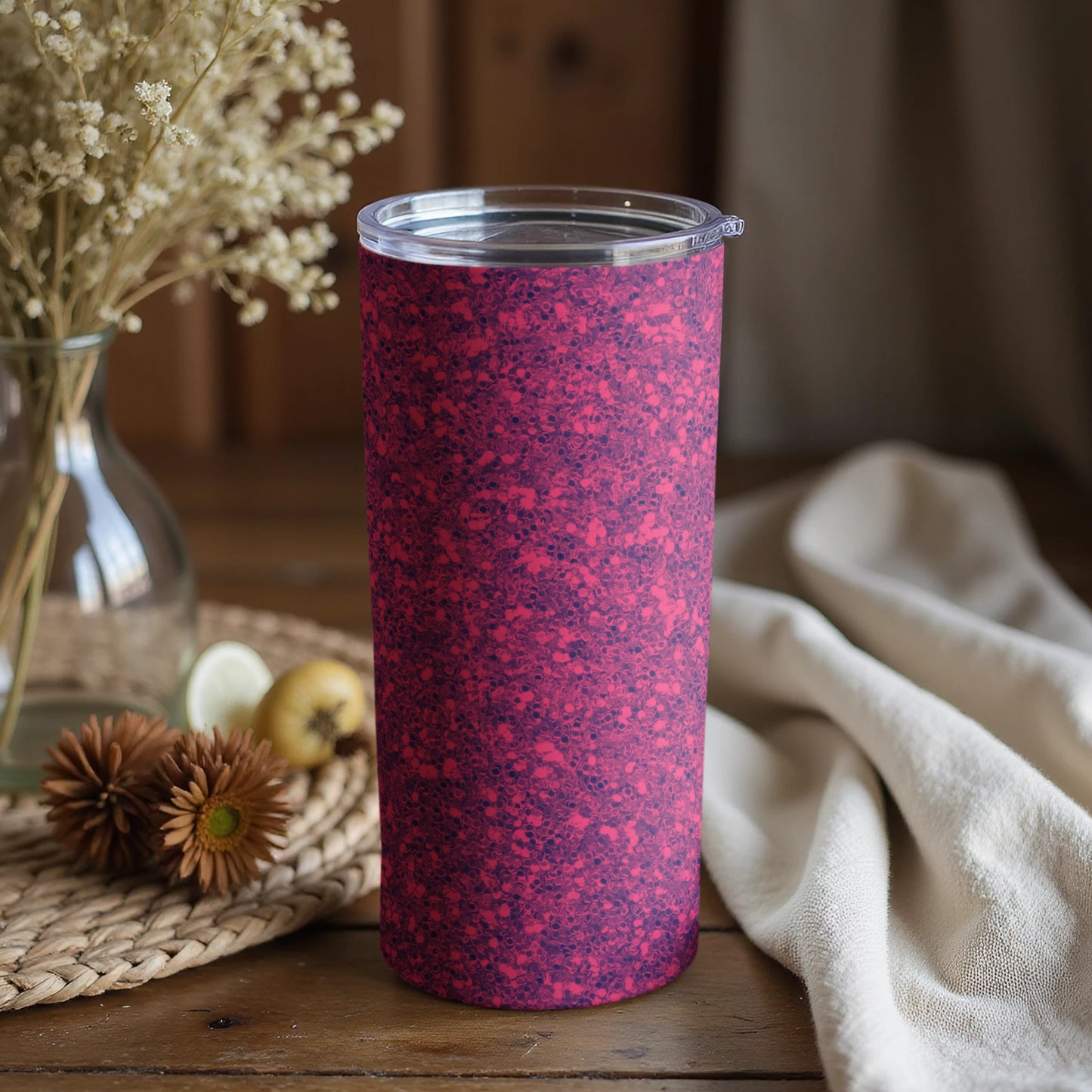 Vibrant Pink Tumbler with Abstract Design for Daily Use