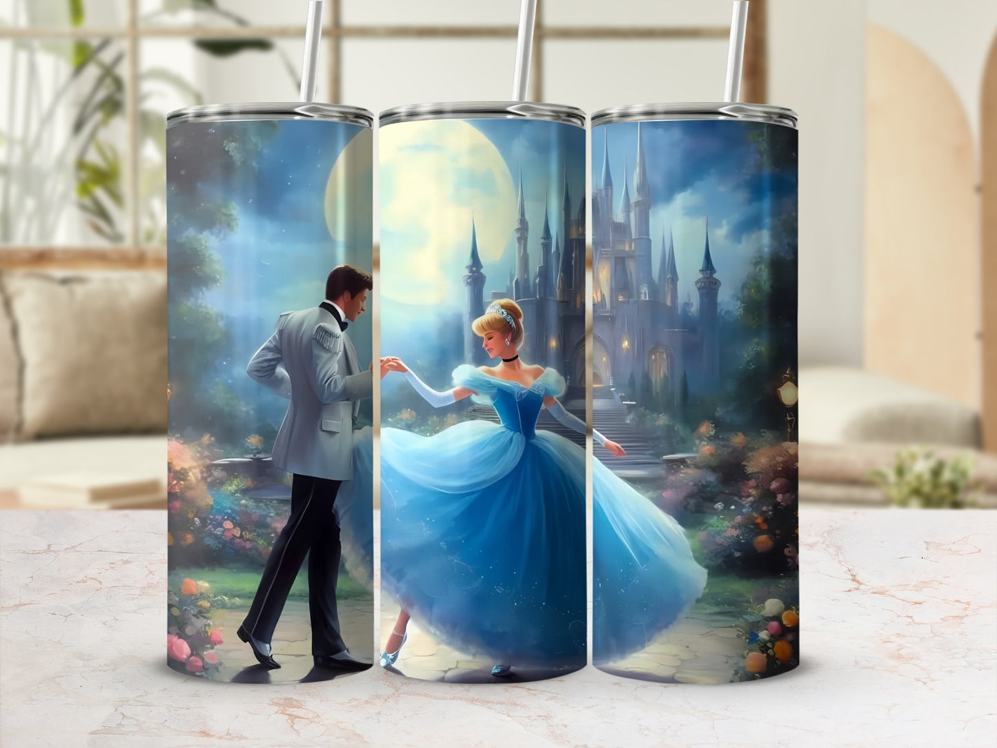 Fairytale Prince and Princess Castle Artwork Tumbler