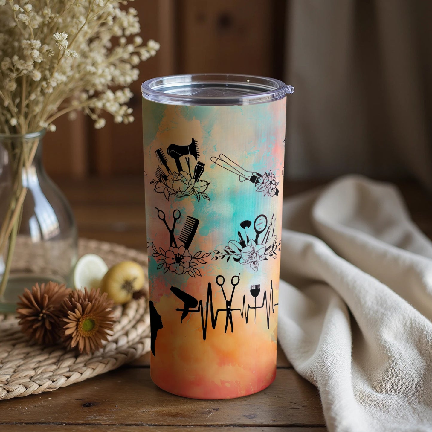 Colorful Barber Tools Design Insulated Tumblers