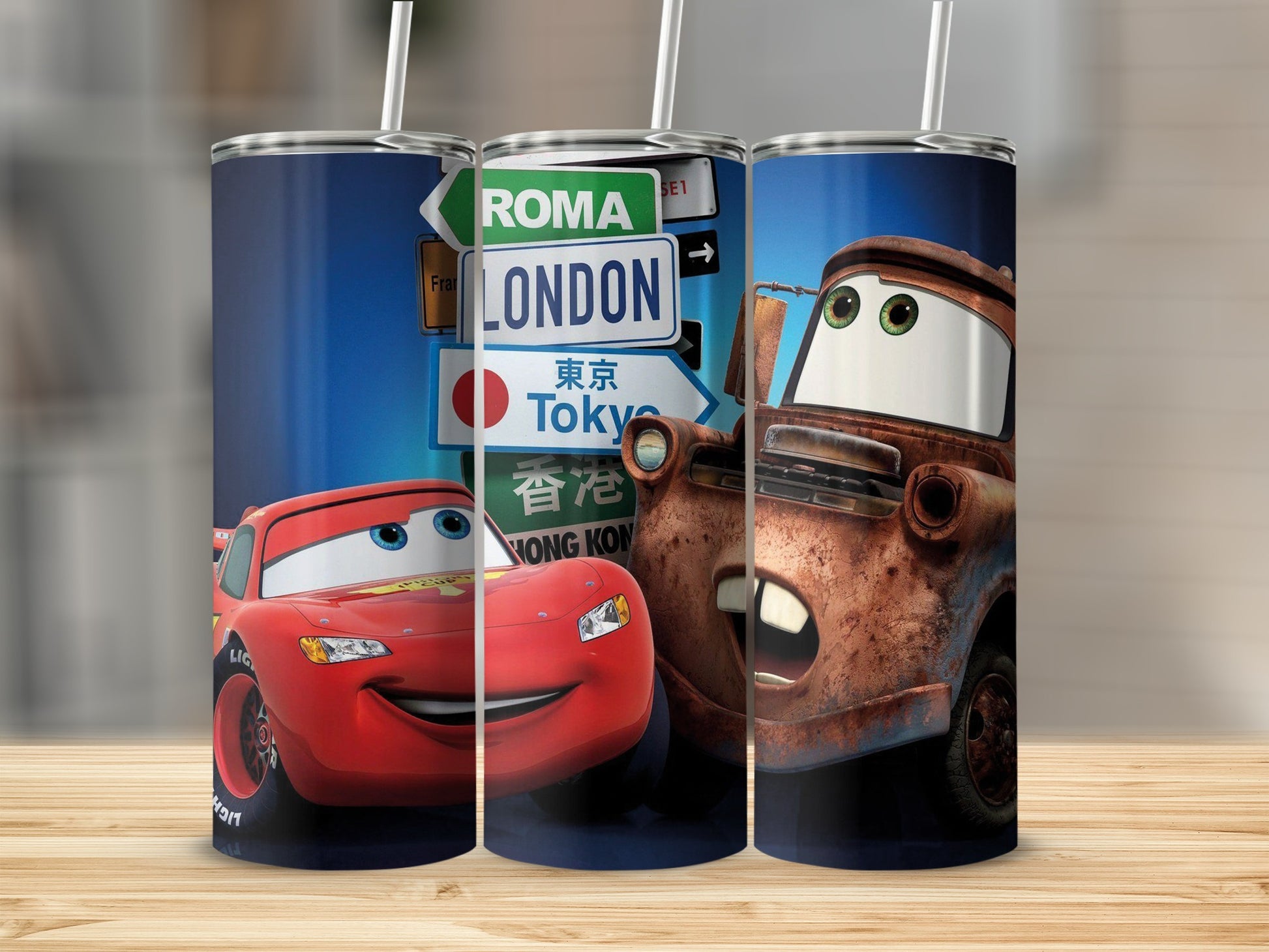 Colorful Lightning and Tow Characters Tumbler