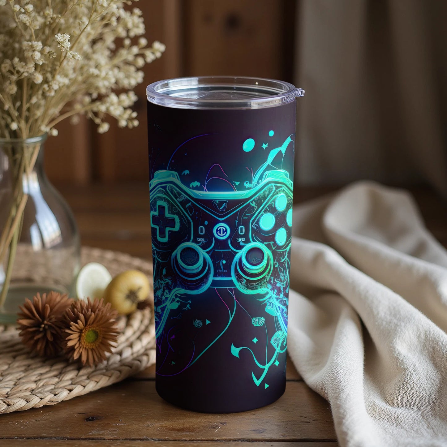 Neon Game Controller Design Tumbler