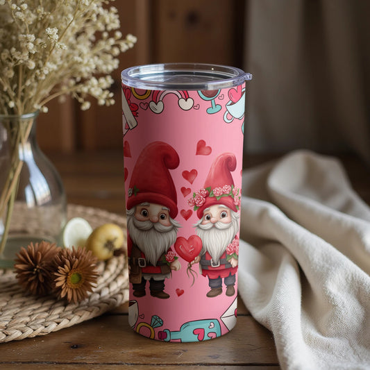 Adorable Gnome Couple with Love Hearts Tumbler