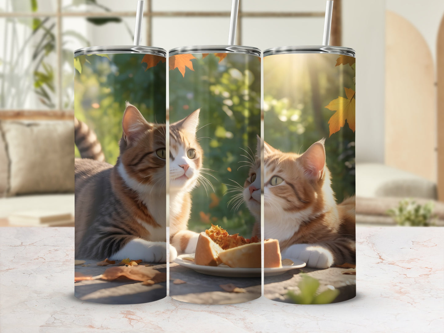 Whimsical Cats Fall Scene Sunny Day Cake Tumbler product type