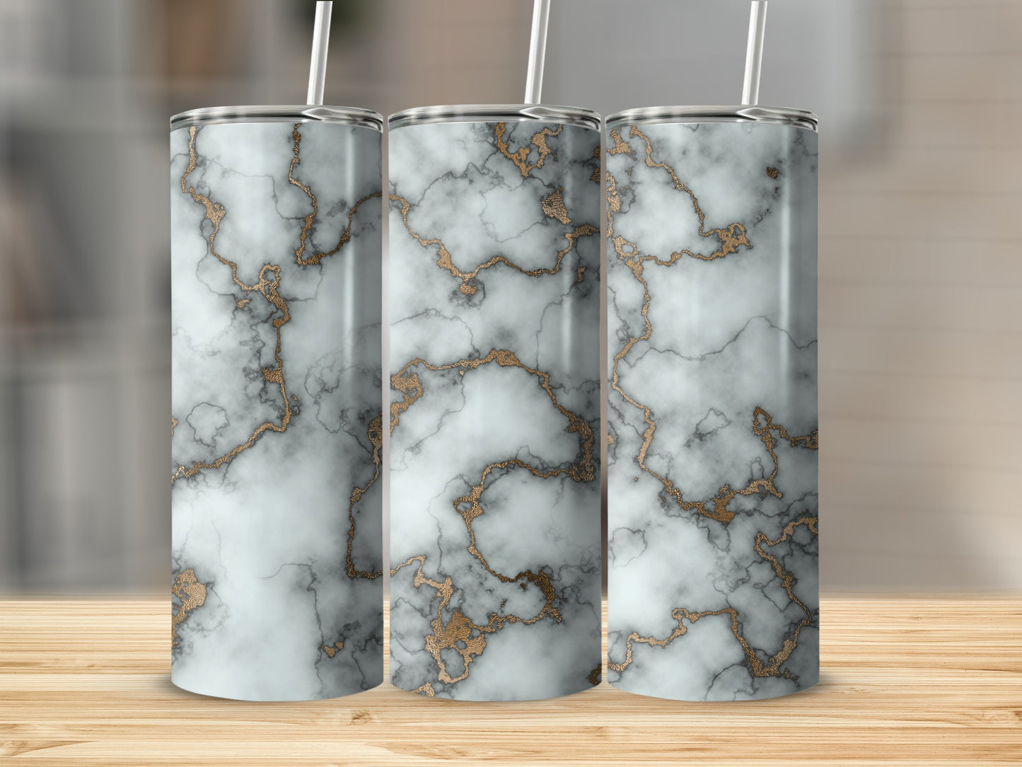 Marble Texture with Gold Lines Premium Look for You Tumblers