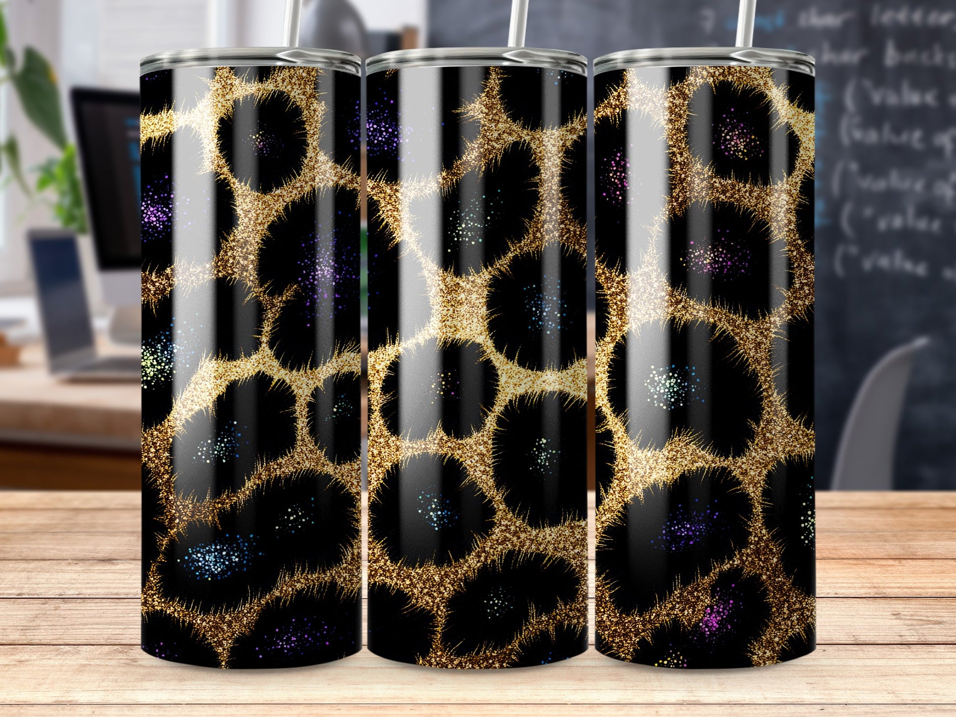 Sparkling Abstract Black and Gold Drinkware Cups