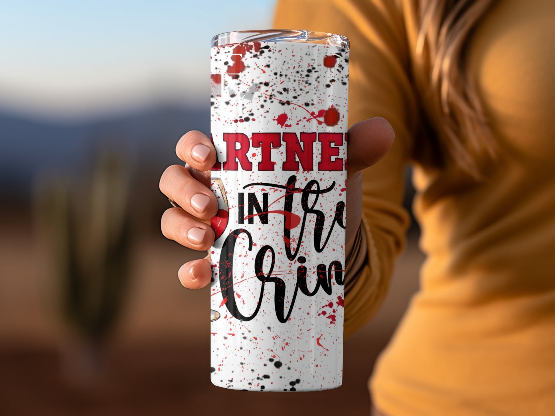 Partners in Crime Splattered Design Tumbler Cup