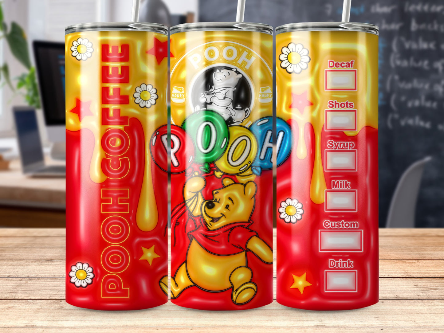 Pooh Coffee Customizable Tumbler for Hot or Cold Drinks