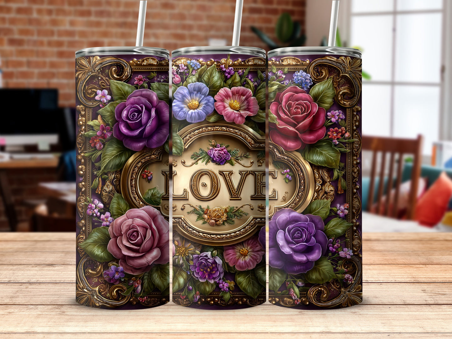 Floral Love Design Insulated Tumbler for All Beverages