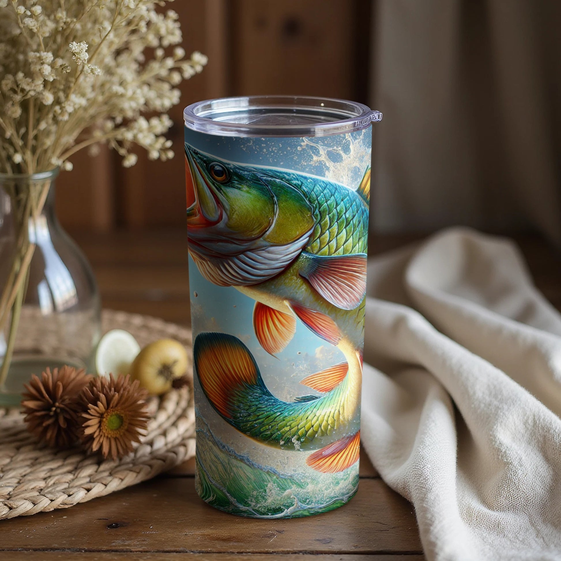 Vividly Designed Fish Art Tumbler for Daily Use