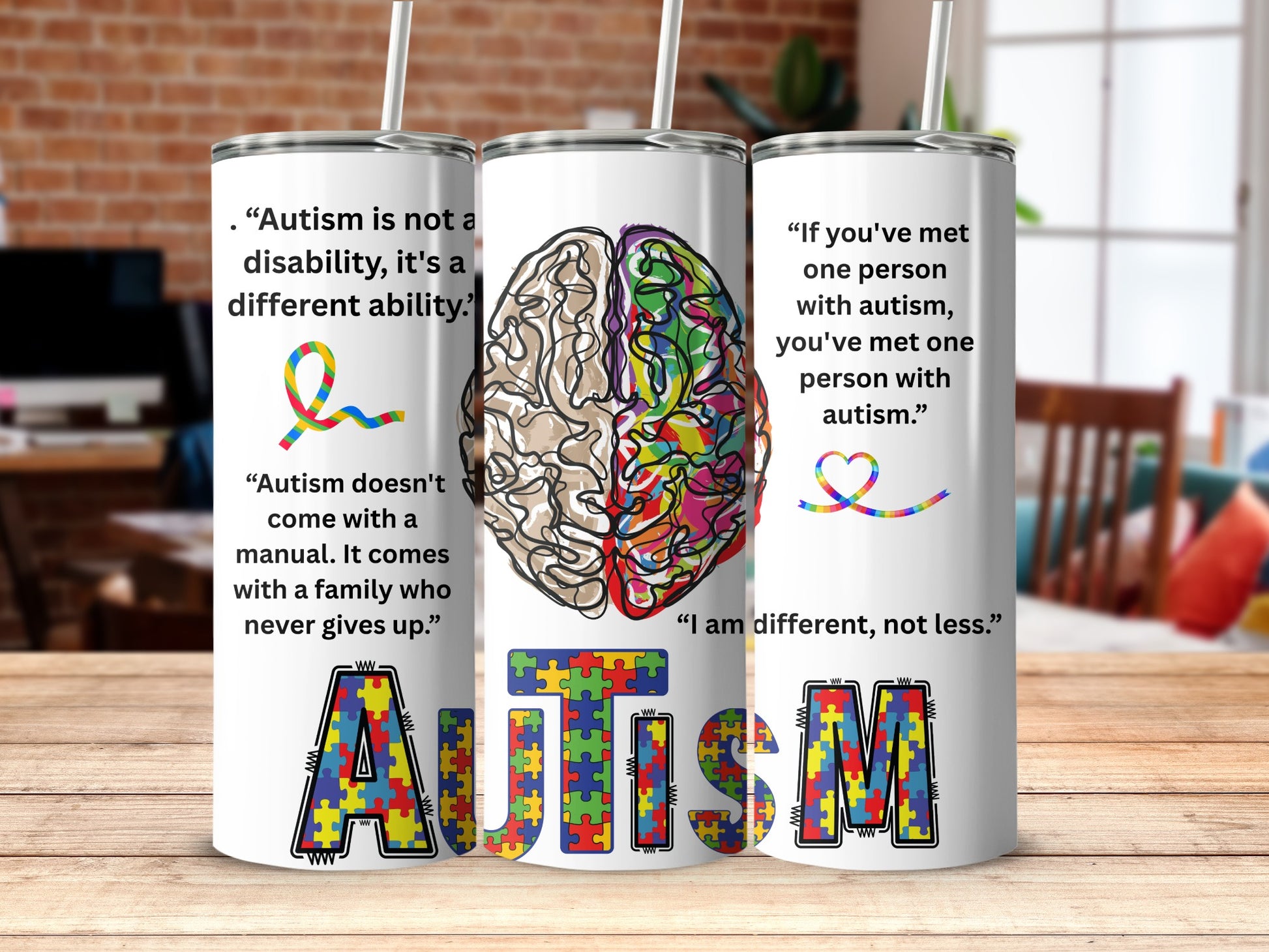 Autism Awareness Tumblers with Inspirational Quotes