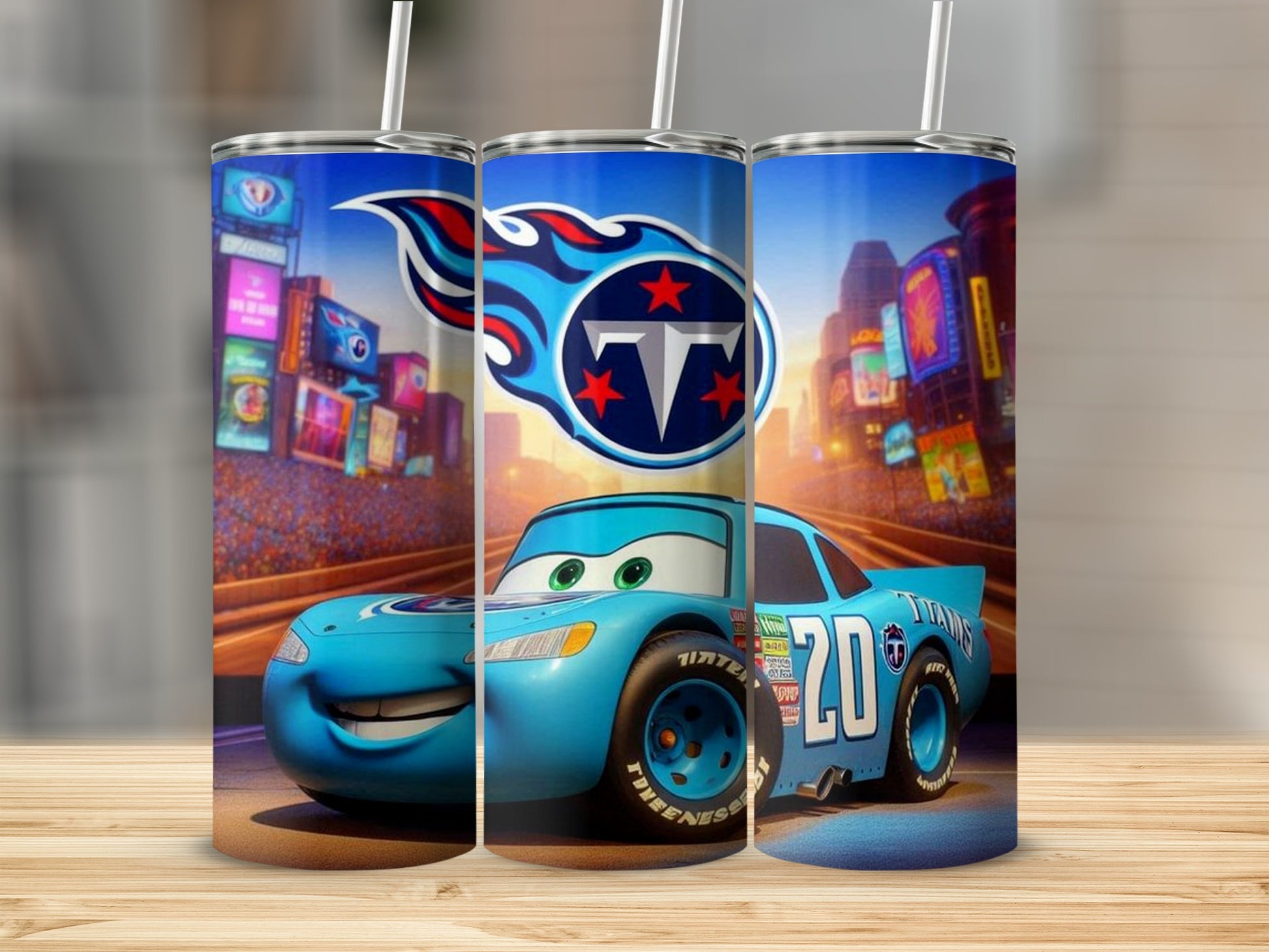 Lightning McQueen Inspired Tennessee Titans Tumbler