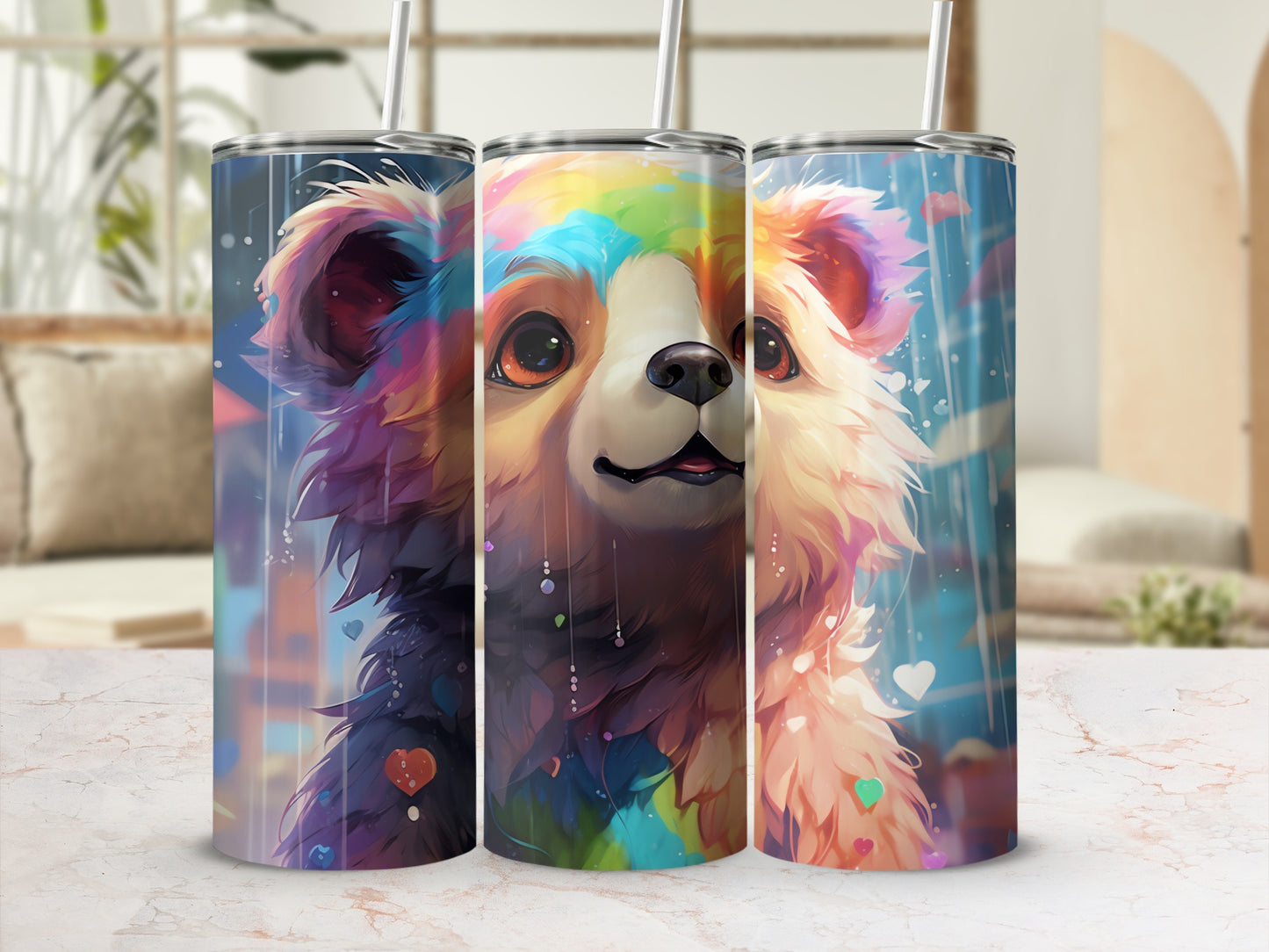 Colorful Rainbow Bear Sweet Animal Art Tumbler product type
