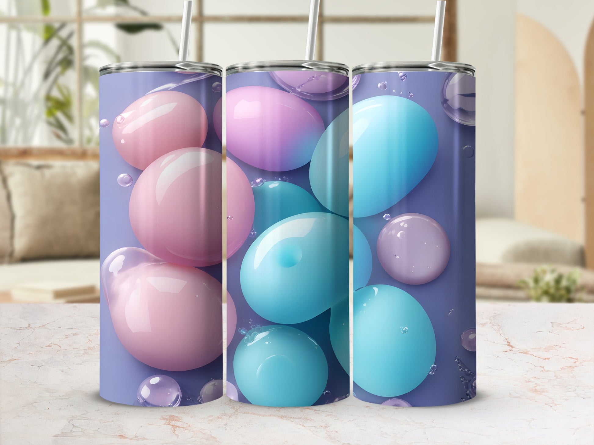Pink Blue Purple Sphere Design Tumbler product type