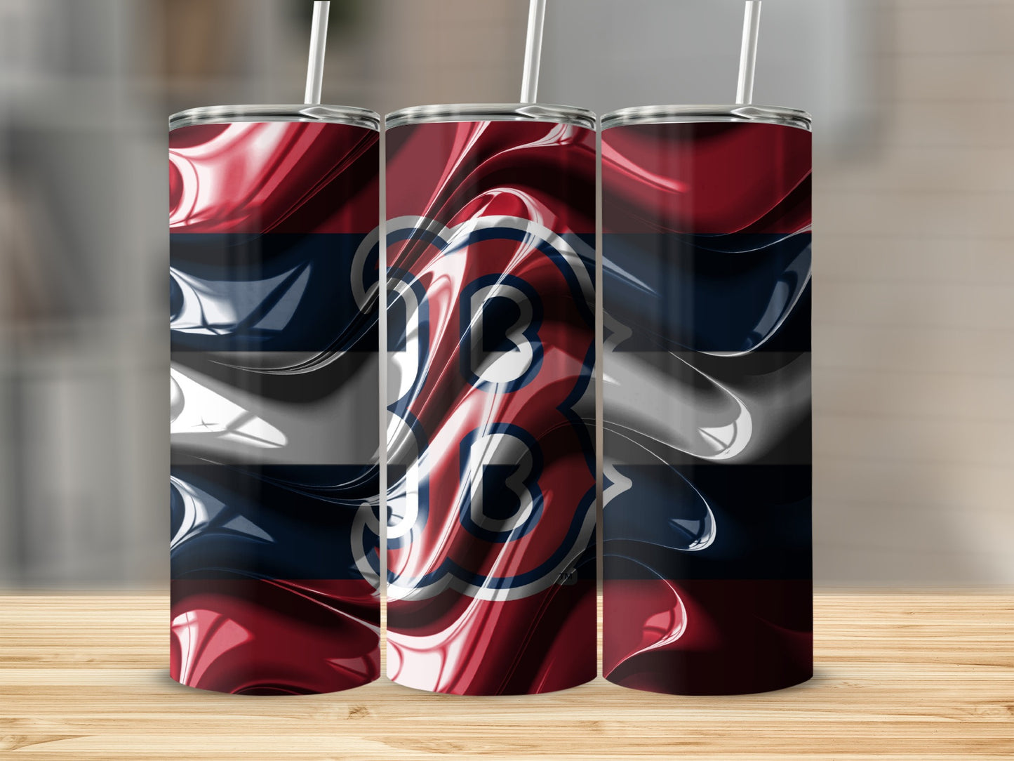 Boston Logo Pattern With Abstract Artistic Waves Tumblers