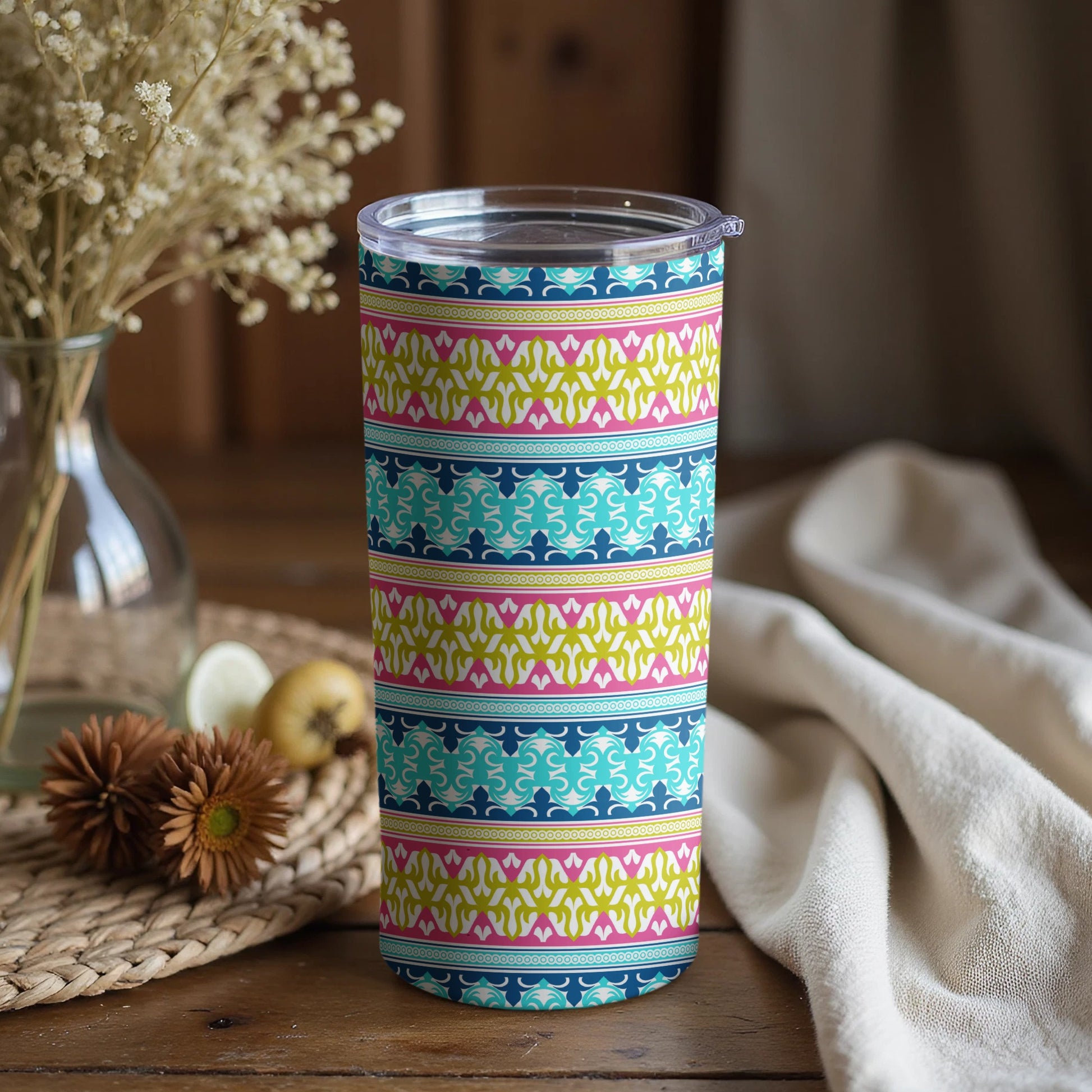 Colorful Patterned Travel Tumbler for Beverages 18 oz