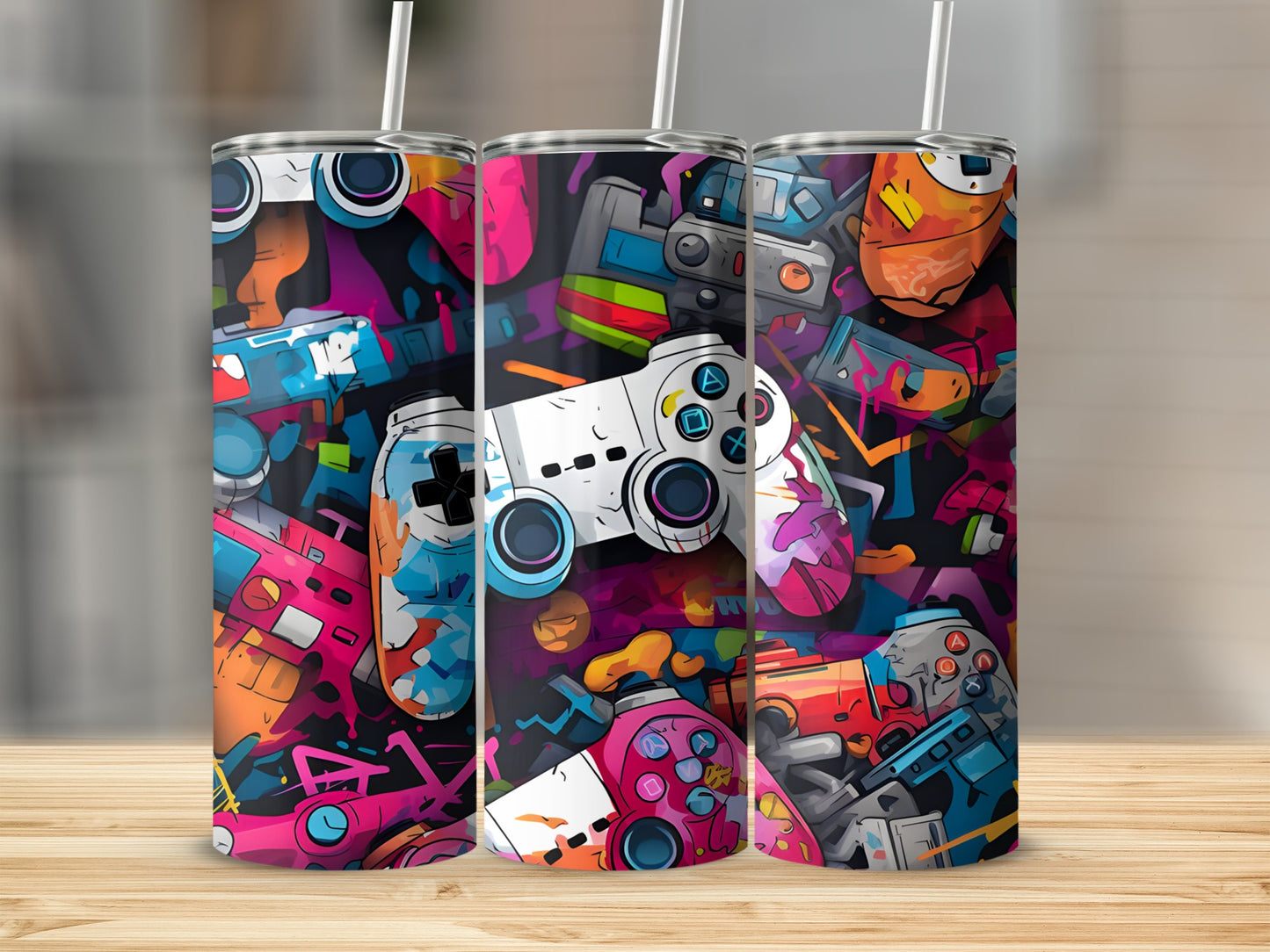 Vibrant Gaming Controllers Design Tumbler Product