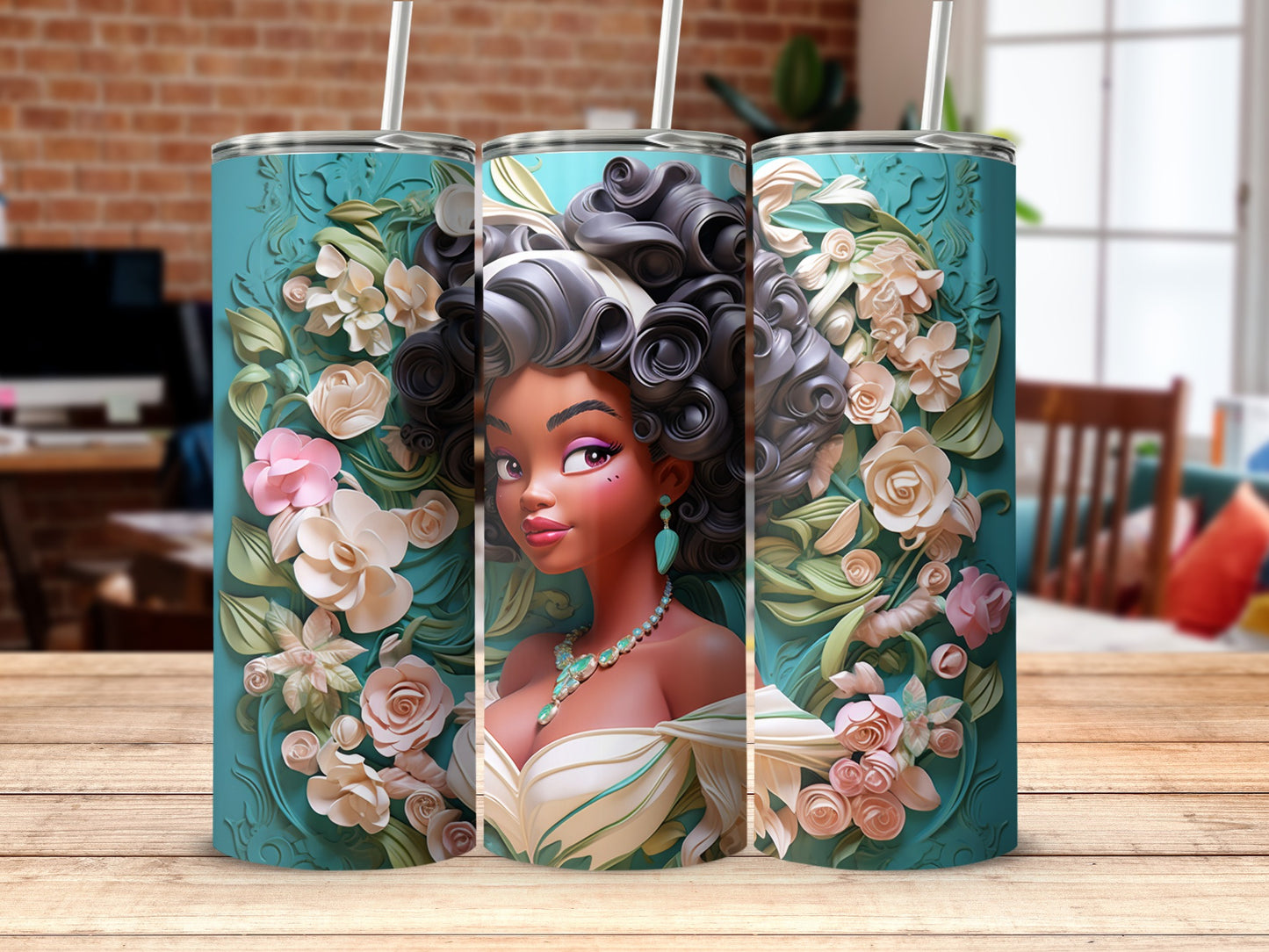 Elegant Floral Lady Design Travel Mug