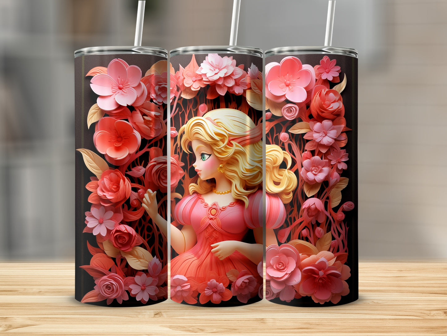 Floral Princess Themed Insulated Tumbler for Drinks