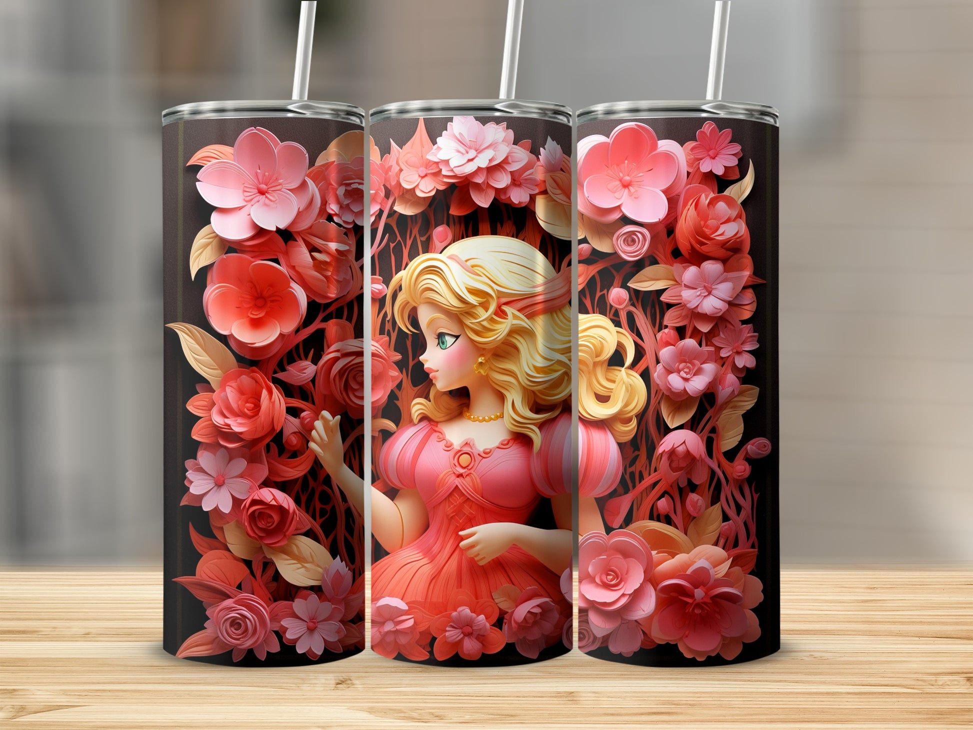 Floral Princess Themed Insulated Tumbler for Drinks