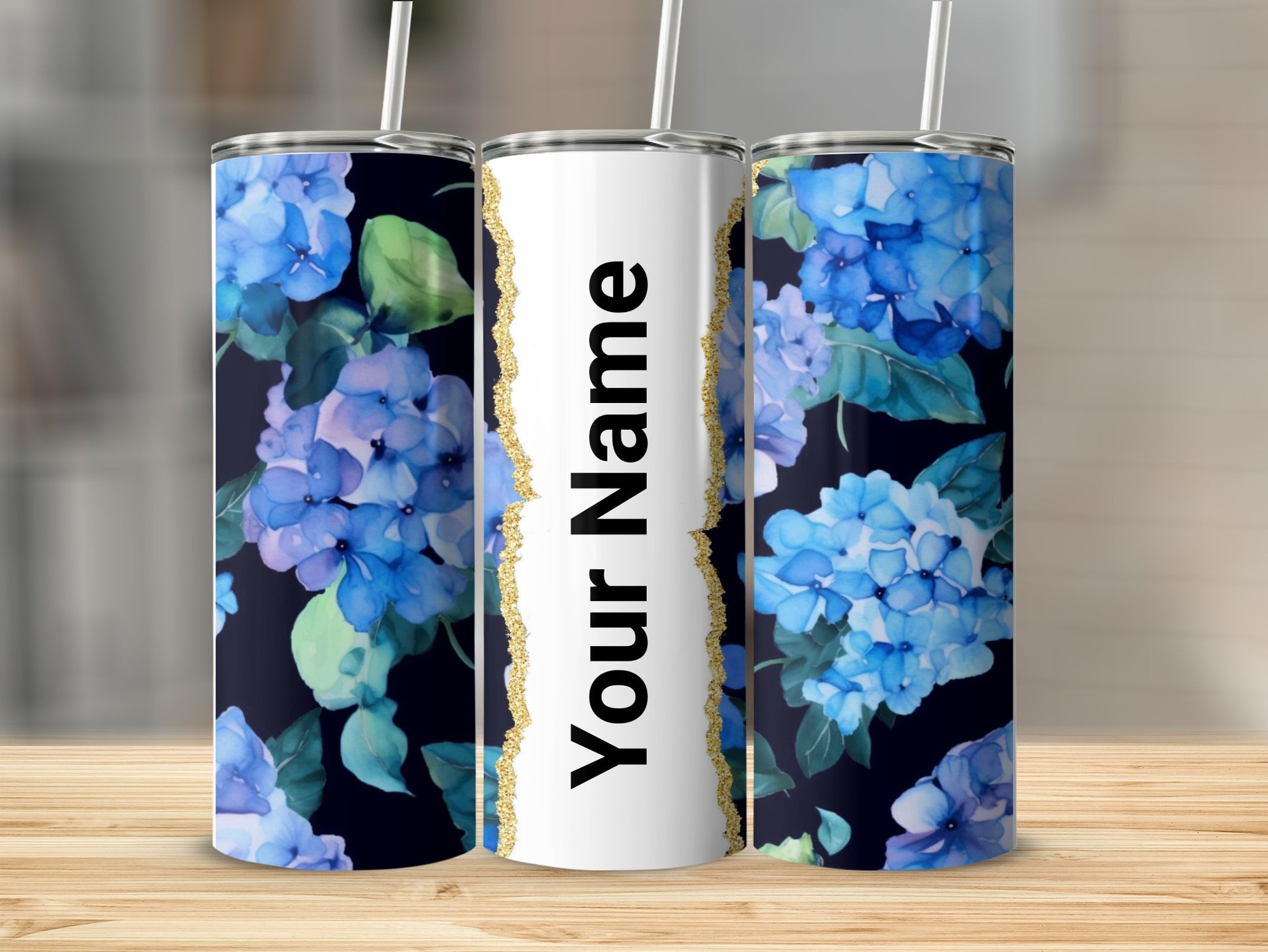Personalized Hydrangea Floral Design Tumbler Cup