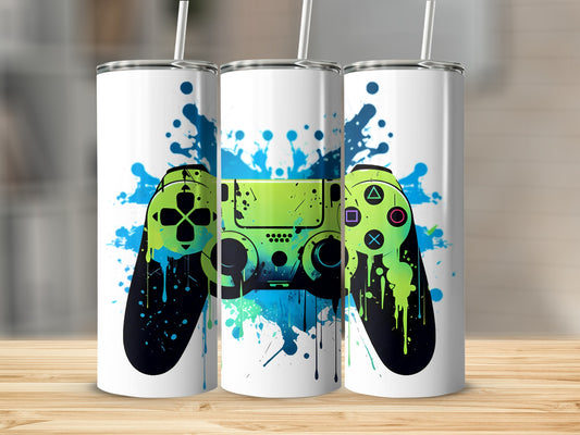 Vibrant Gaming Controller Design Tumbler for Gamers