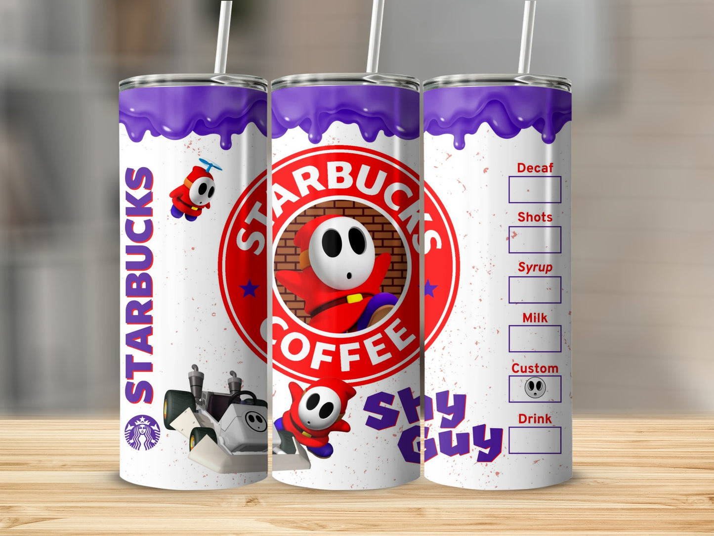 Shy Guy Starbucks Coffee Tumbler Customizable Drink Options