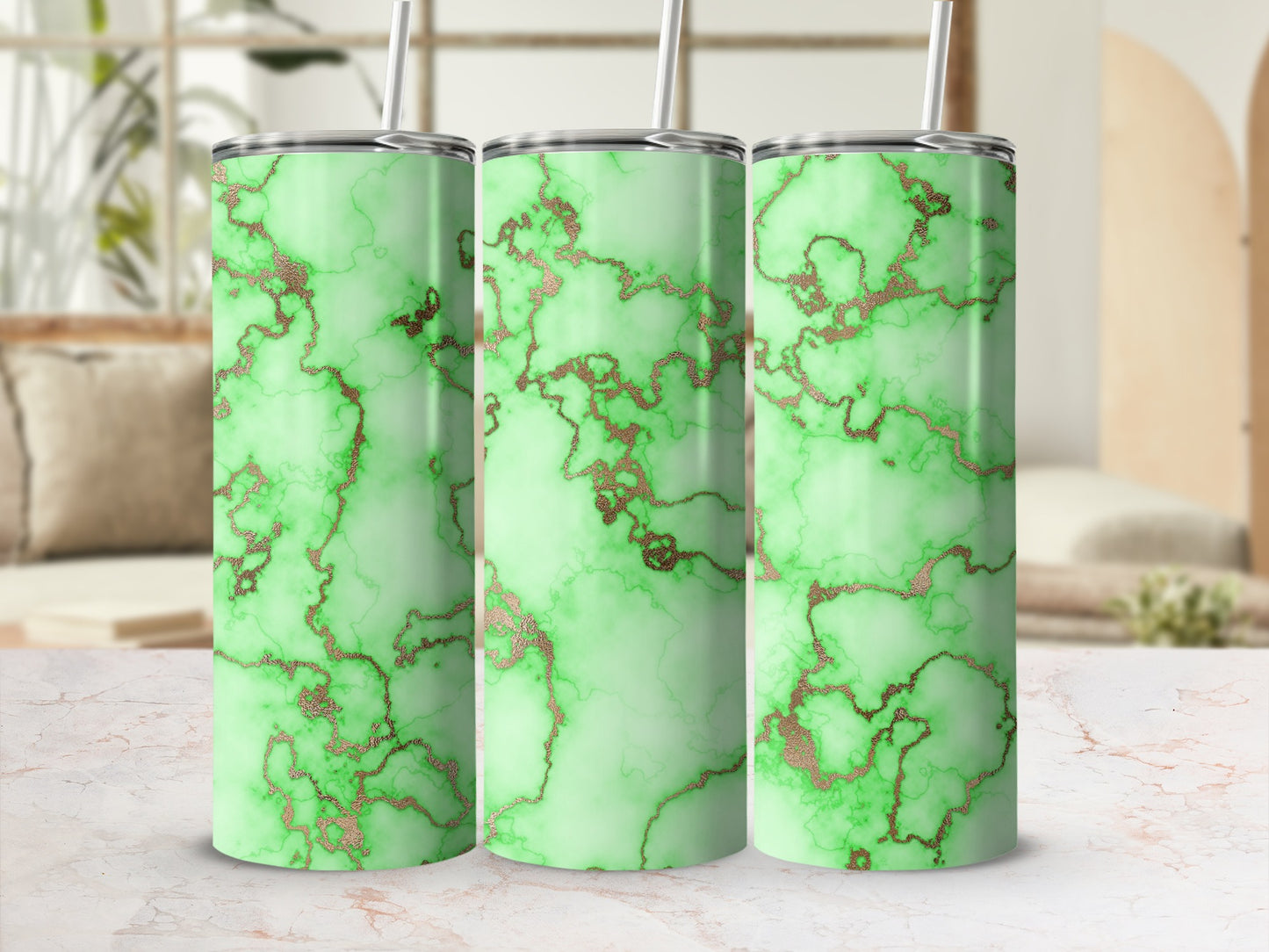 Green Rose Gold Marble Pattern Slim Tumbler product type