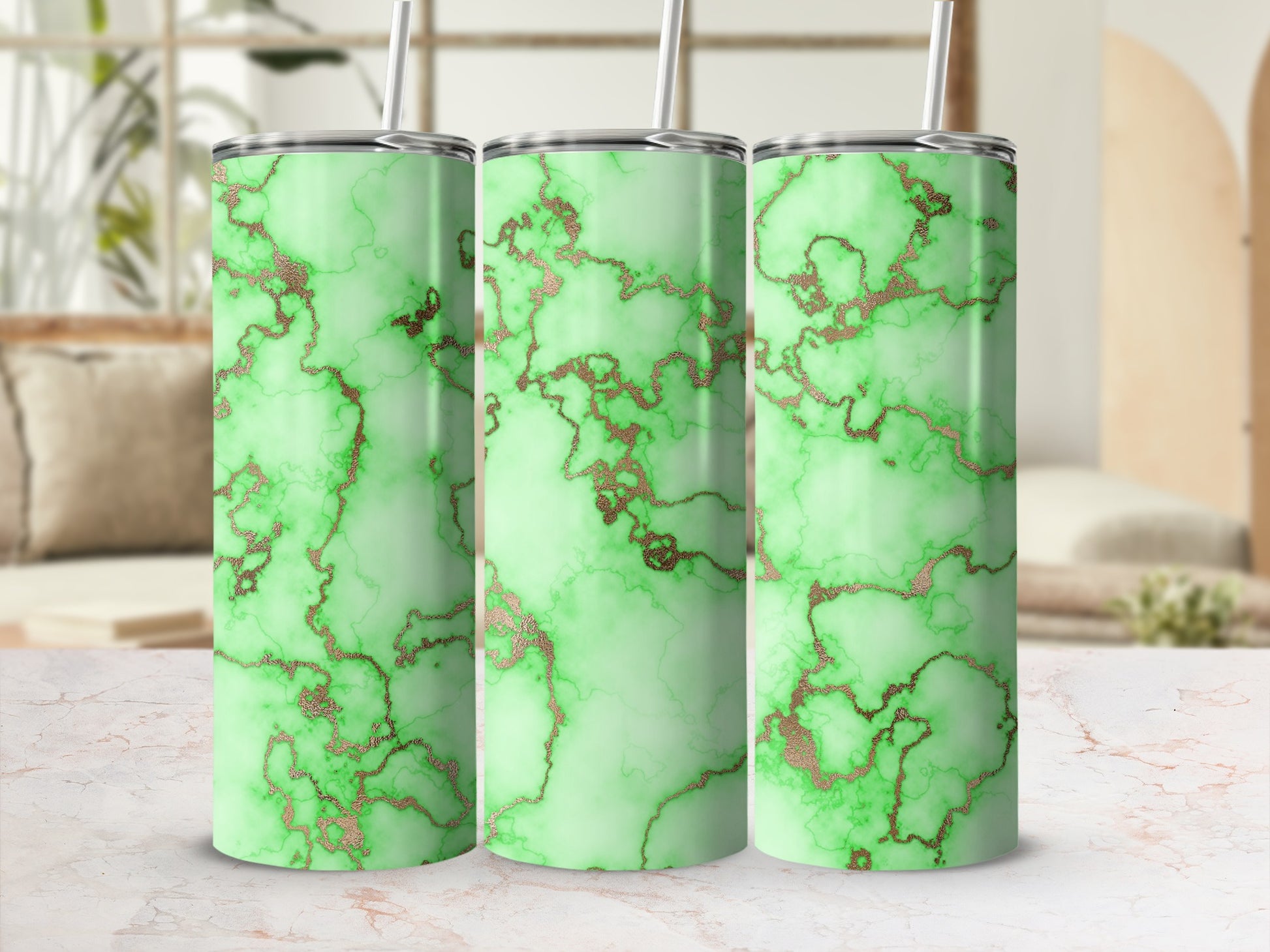 Green Rose Gold Marble Pattern Slim Tumbler product type