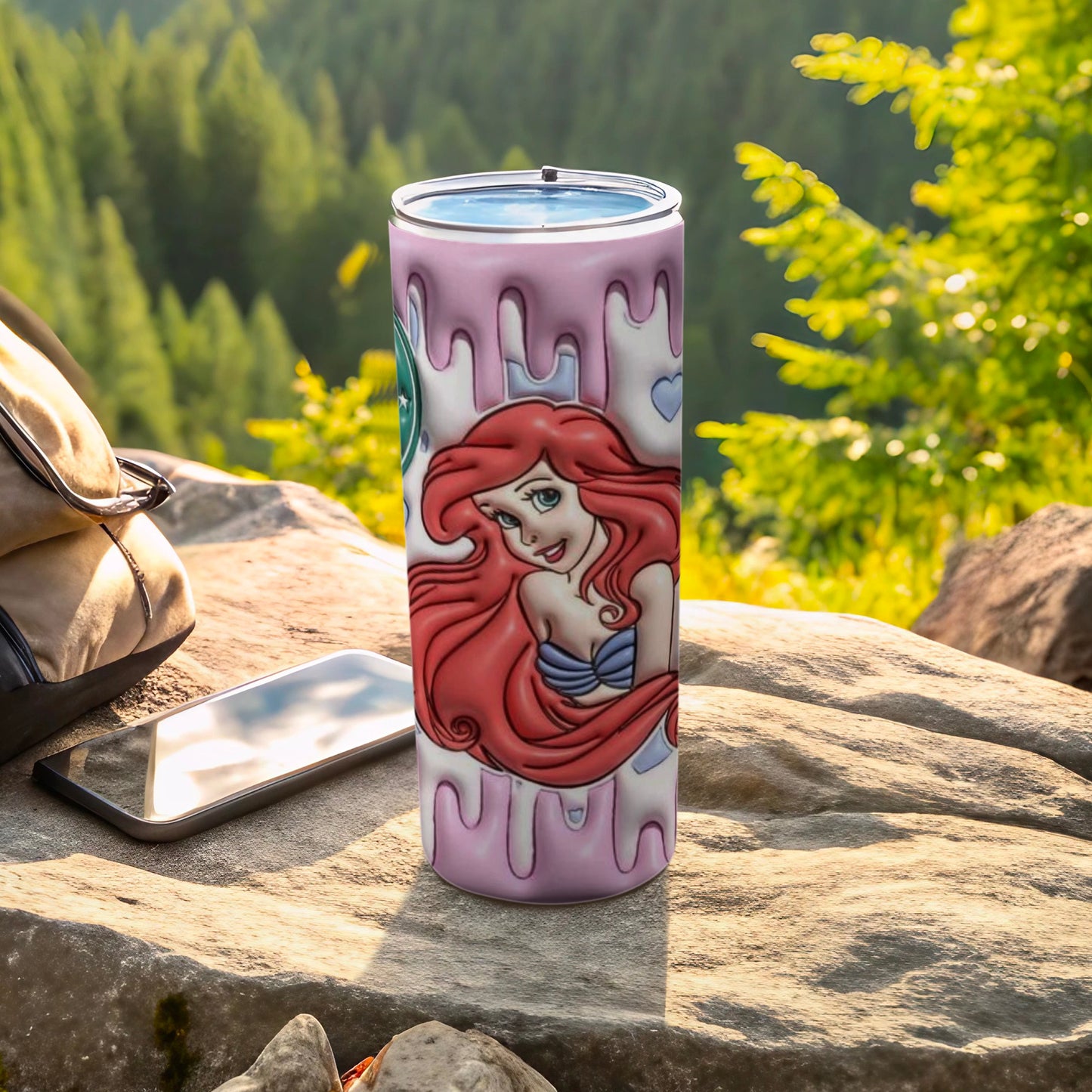 Vibrant Mermaid Art Travel Tumbler for Outdoor Adventures