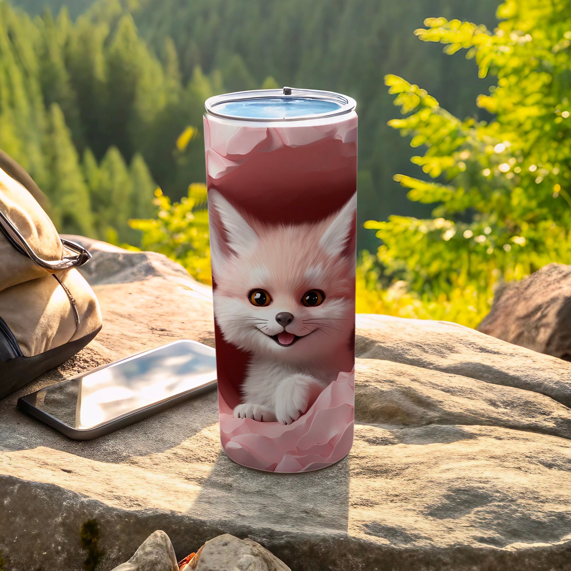 Adorable White Fox Tumbler for Outdoor Adventures