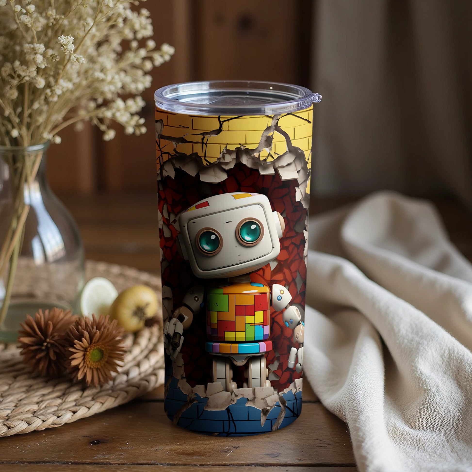 Colorful Robot Art Design Insulated Tumbler Product