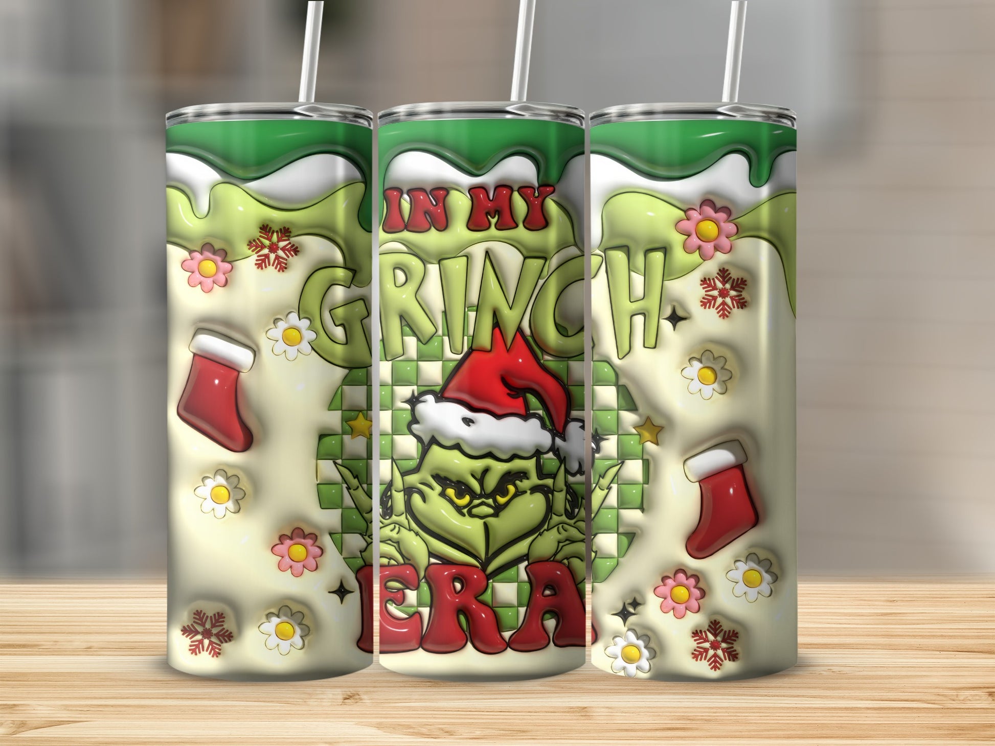 Festive In My Grinch Era Tumbler for Holiday Season