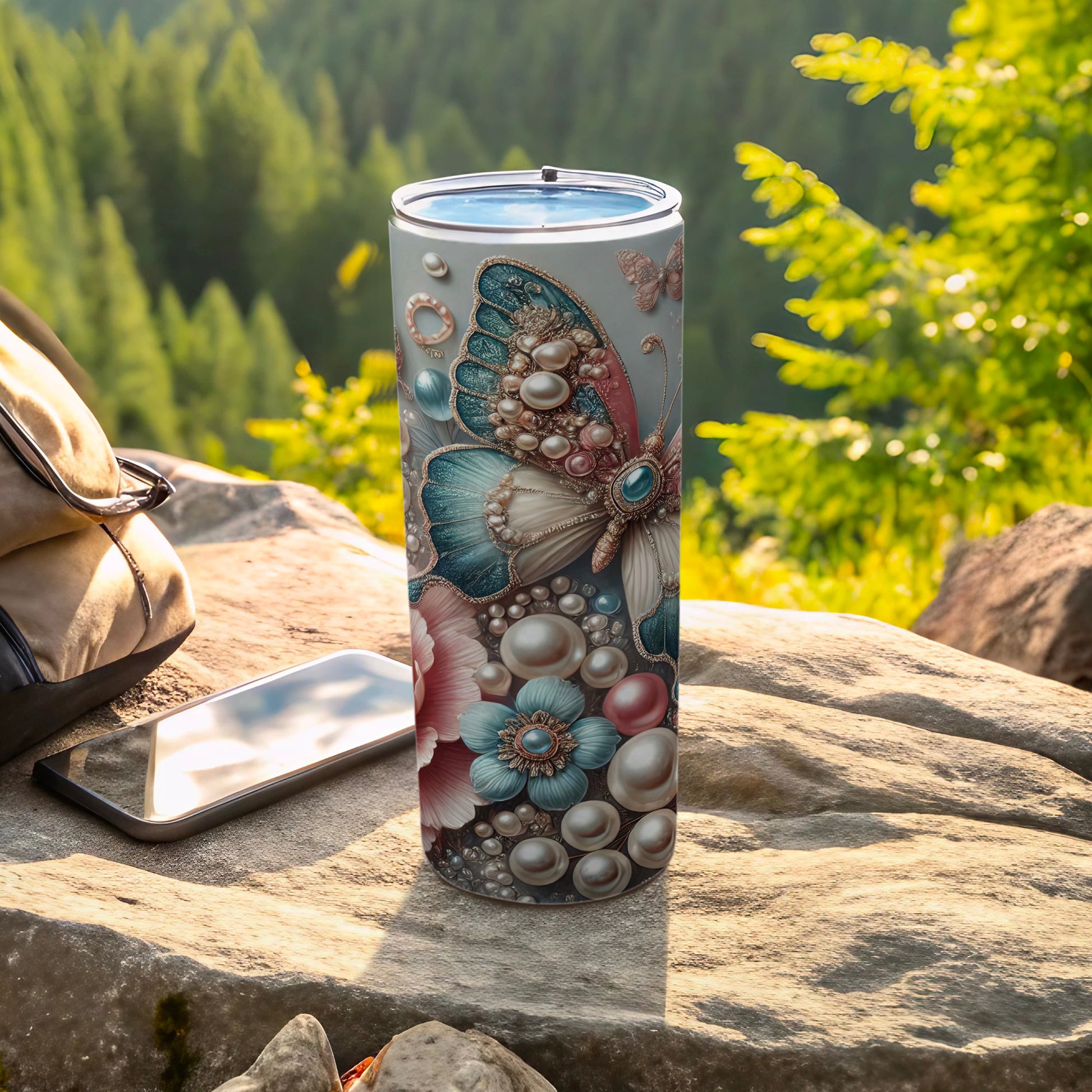 Elegant Jeweled Butterfly Floral Pearl Design product type