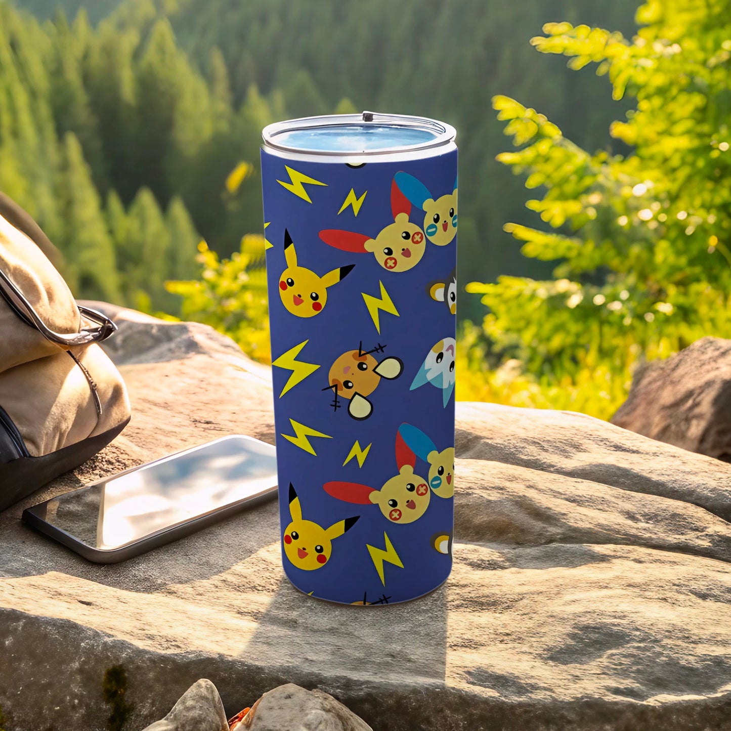 Pikachu and Friends Blue Pattern Travel Mug