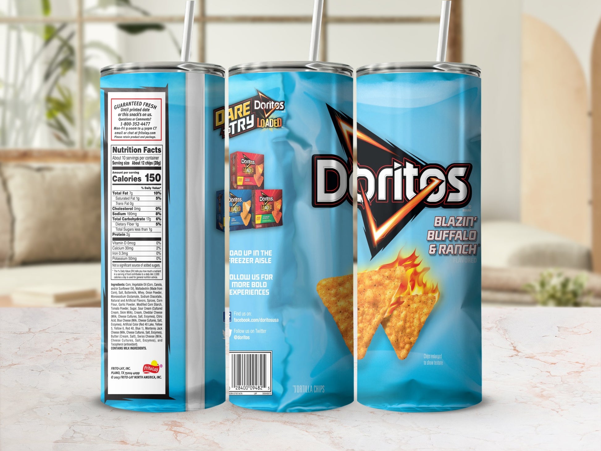 Doritos Blazin Buffalo & Ranch Tortilla Chips Snack Tumbler