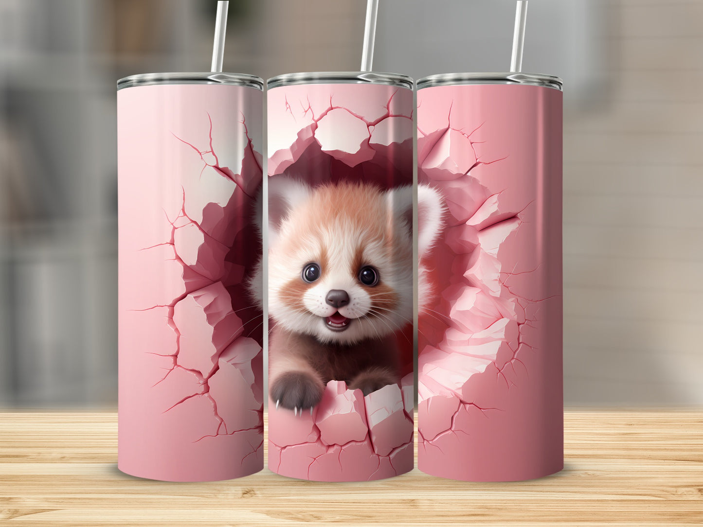 Adorable Red Panda Peeking Through Design Tumbler