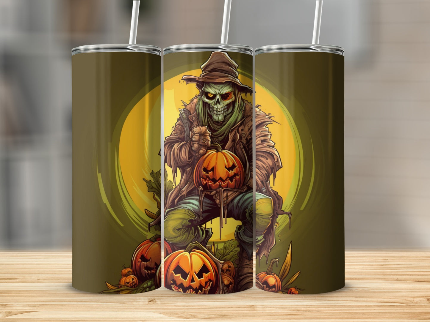 Sinister Pumpkin Scarecrow Halloween Tumbler Product