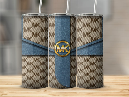 Fashionable Insulated Tumbler with Stylish Blue Accents