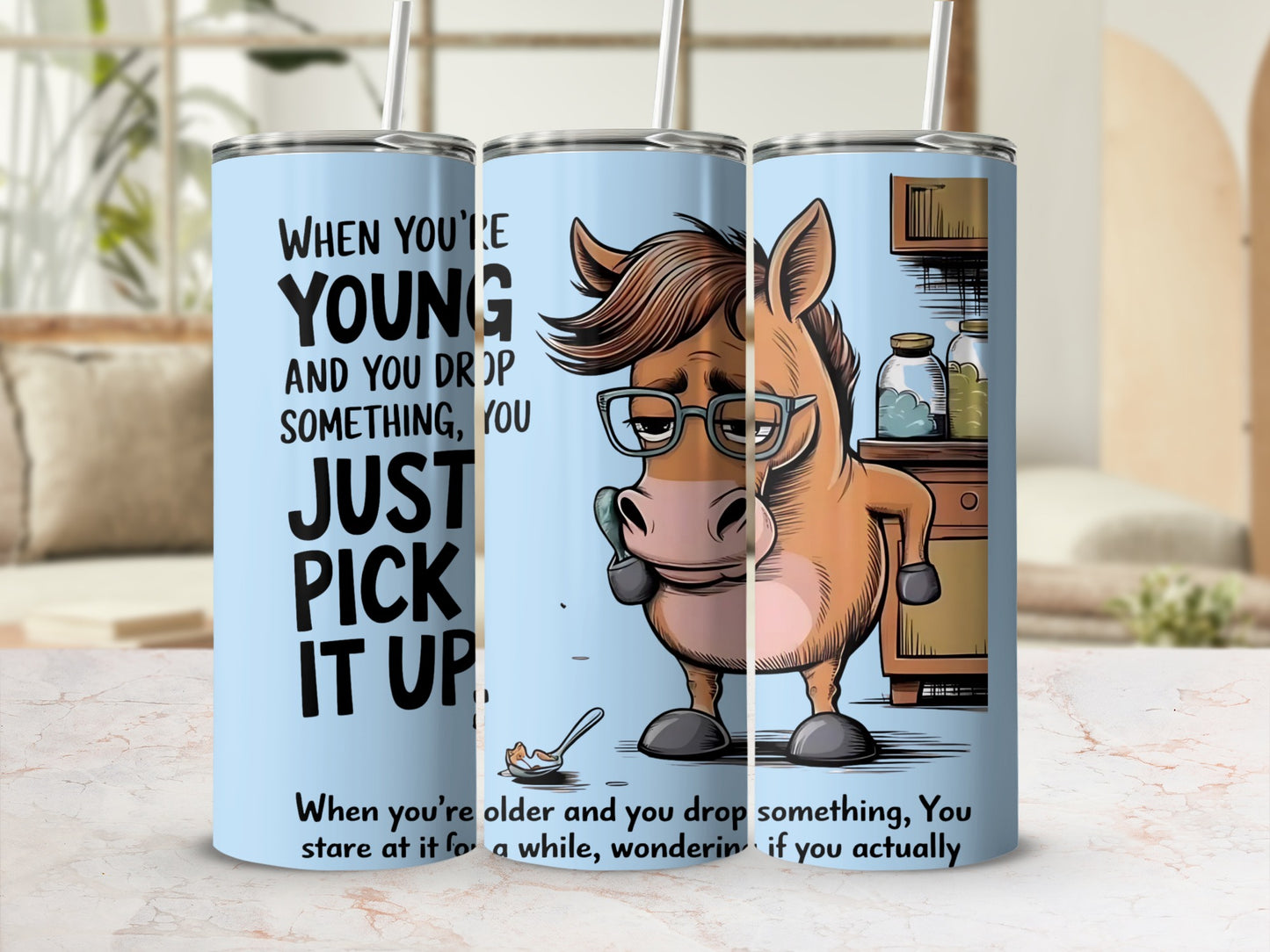 Funny Horse Design Tumbler With Humorous Quote