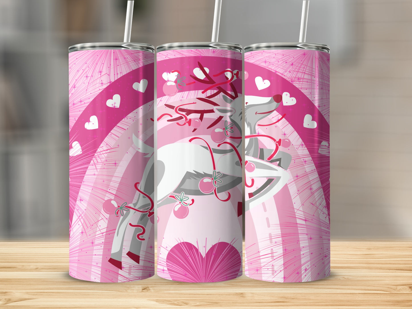 Adorable Unicorn Hearts Rainbow Design Tumbler