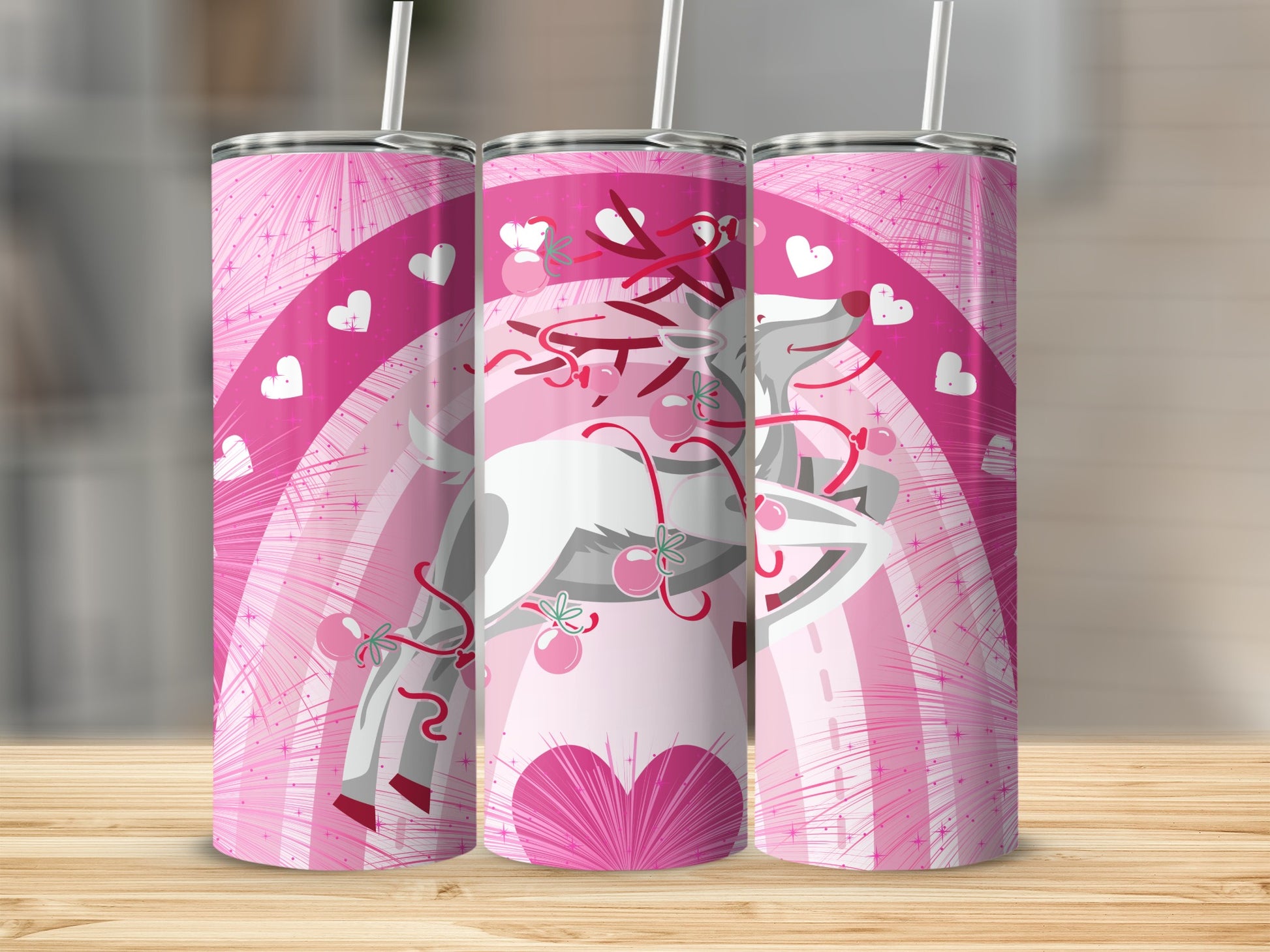 Adorable Unicorn Hearts Rainbow Design Tumbler